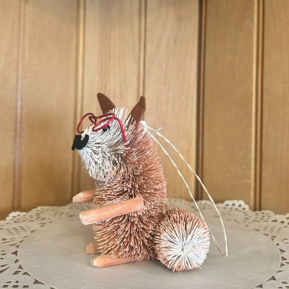 Rustic Woodland Animal Anthropomorphic Ornaments Santa Hat Glasses Fox Mouse - Picture 13 of 13